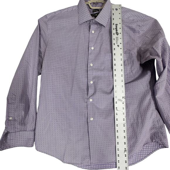 Pronto Uomo Men Shirt XL Purple White Button Up Long Sleeve No Iron Cotton FLAW - Picture 3 of 6